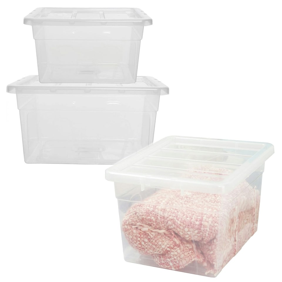 image 1 of 1 x 96 Litre Strong Clear Transparent Storage Container Ideal For Clothes & Books Clear