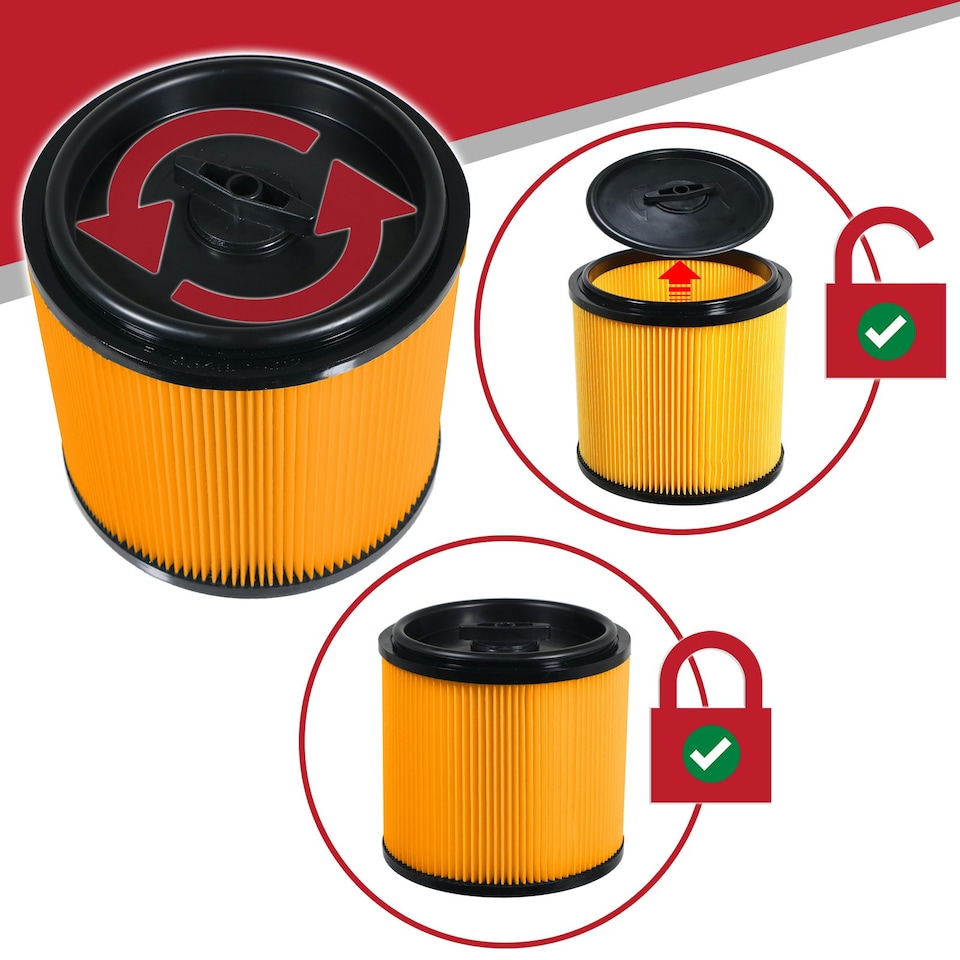 image 1 of SPARES2GO Wet & Dry Cartridge Filter compatible with Grizzly NTS 1423-S Inox Vacuum Cleaner