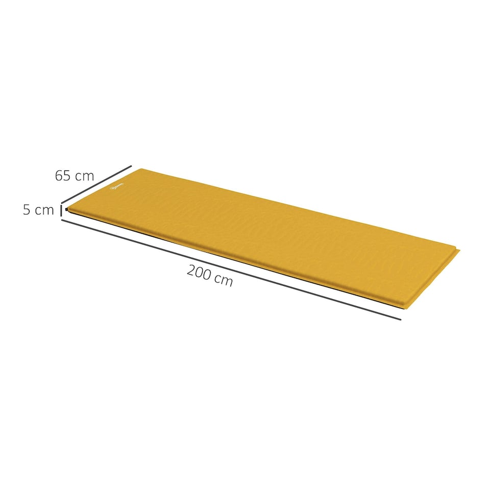 image 1 of Outsunny Self-Inflating Single Sleeping Pad Air Bed with Carry Bag, Khaki