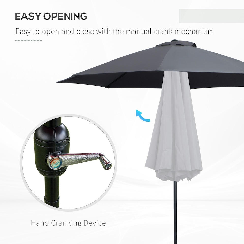 image 1 of Outsunny 2.7M Patio Umbrella Sunshade Canopy with Tilt and Crank Grey