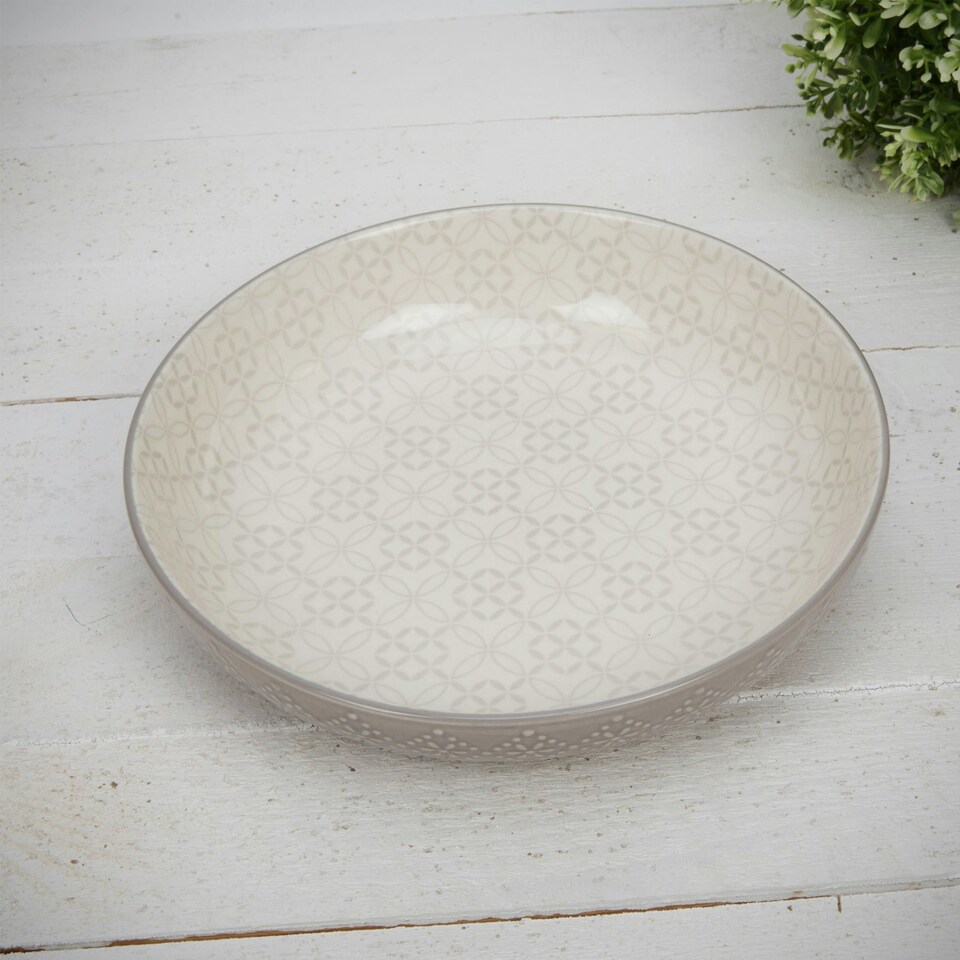 image 1 of Set of 4 Tile Pattern Pasta Bowls Multi | Blue, Grey, Black