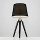 image 2 of ValueLights Modern Black Wood And Silver Chrome Tripod Table Lamp With Black Light Shade