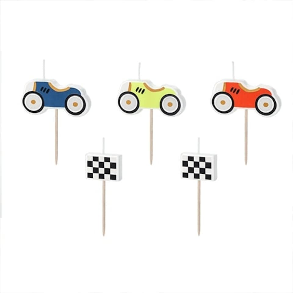 image 1 of Racing Cars Birthday Pick Candles - Pack of 5 | Multi