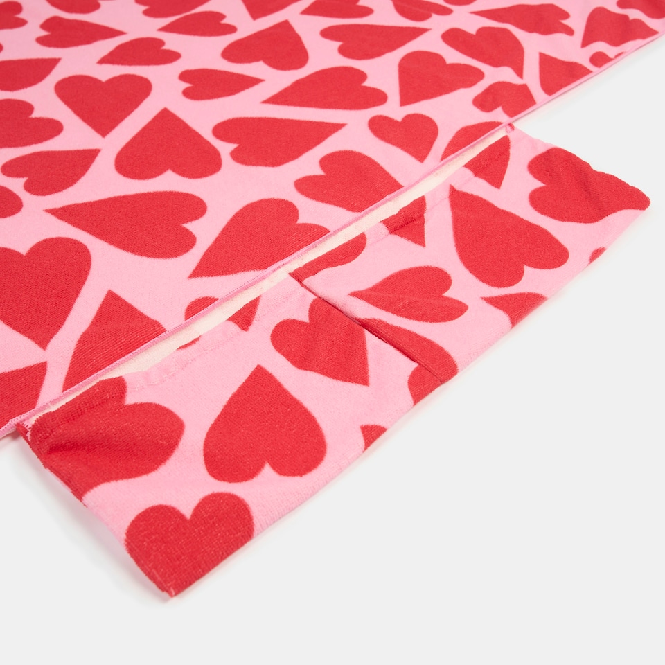 image 1 of OHS Heart Print Microfibre Quick Dry Spa Bath Beach Chair Cover Towel Bag Pink