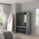 image 5 of URBNLIVING 3 Sliding Door Wardrobe With 4 Drawers And Hanging Rail | Grey | Black Drawers | 1