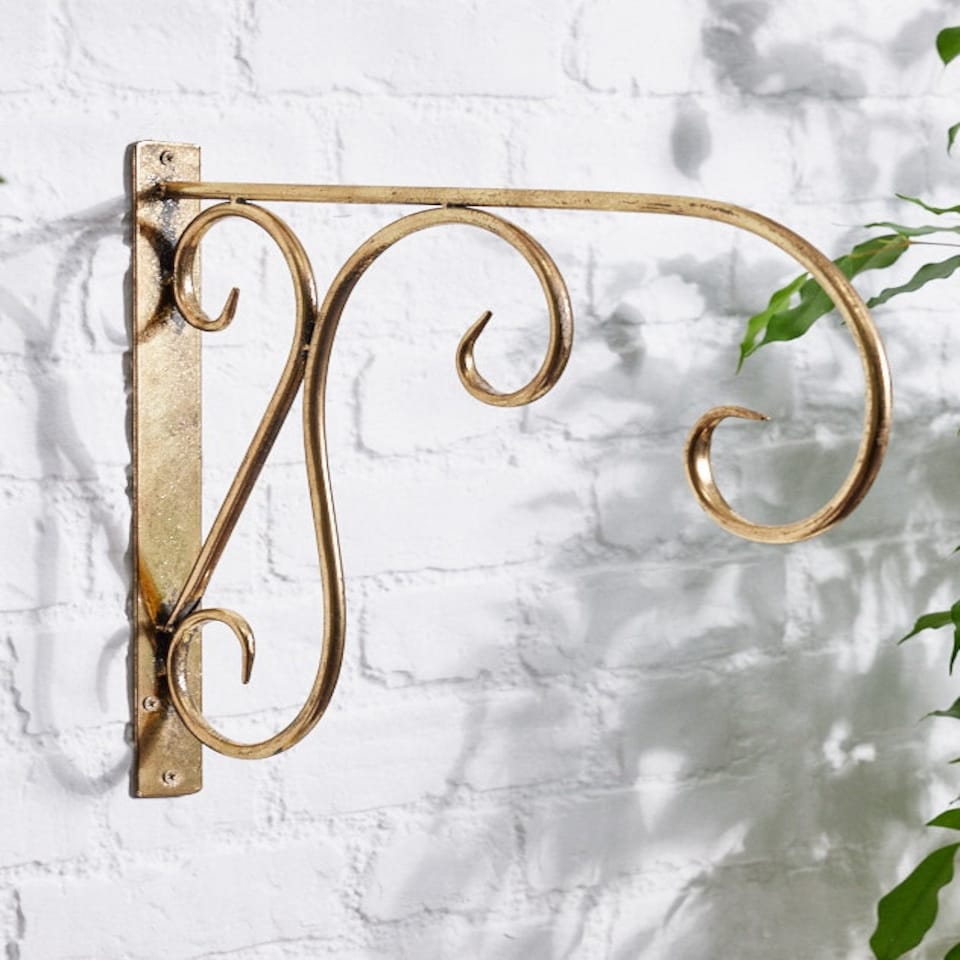 image 1 of Brass Effect Scrolled Wall Bracket Gold