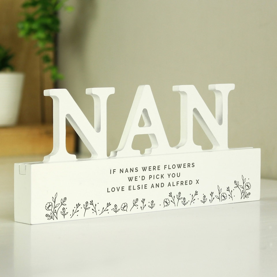 image 1 of Personalised Floral Wooden Nan Ornament
