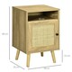 image 3 of HOMCOM Nightstand, Rattan Bedside Table w/ Cabinet, Shelf, Natural