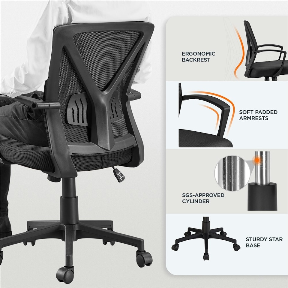 image 1 of Yaheetech Adjustable Computer Chair Study Chair with Mid Back Black