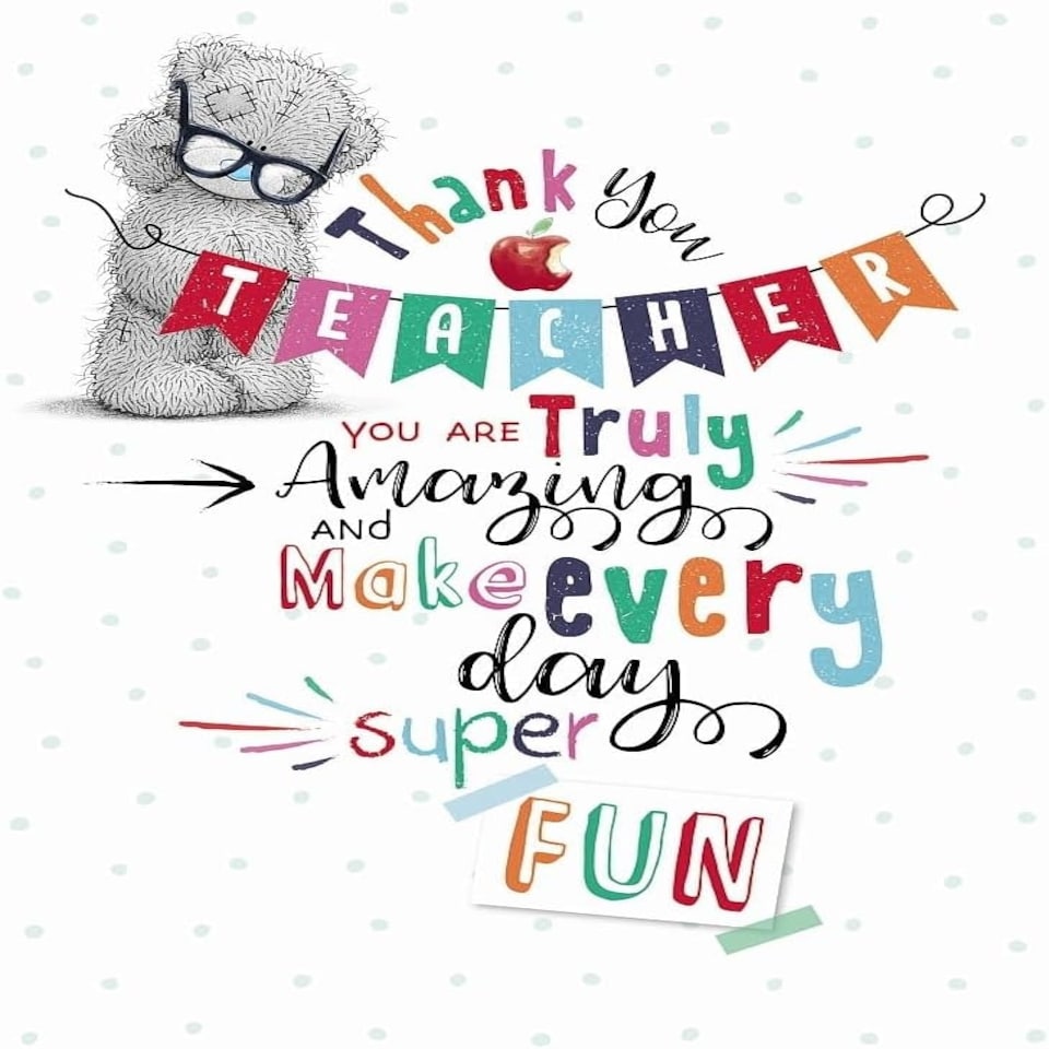 image 1 of Bear In Glasses Thank You Teacher Card