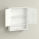 image 7 of kleankin Wall Mounted Mirror Cabinet W/ Double Mirror Doors & Shelf | White | 56L x 13W x 58H cm