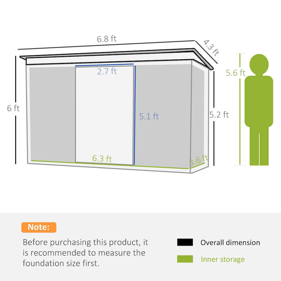image 1 of Outsunny 7 x 4ft Outdoor Garden Storage Shed for Backyard Patio Green