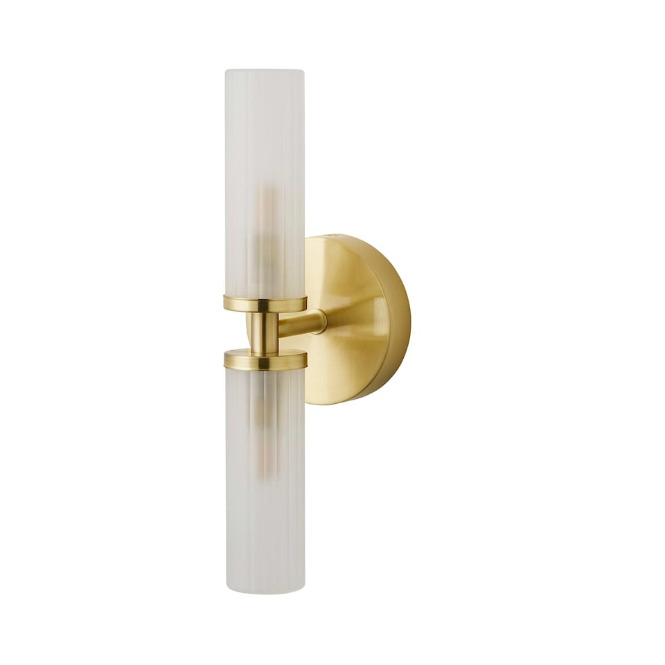 image 1 of ValueLights Canya Pair Gold 2 Way IP44 Frosted Glass Wall Lights | Gold
