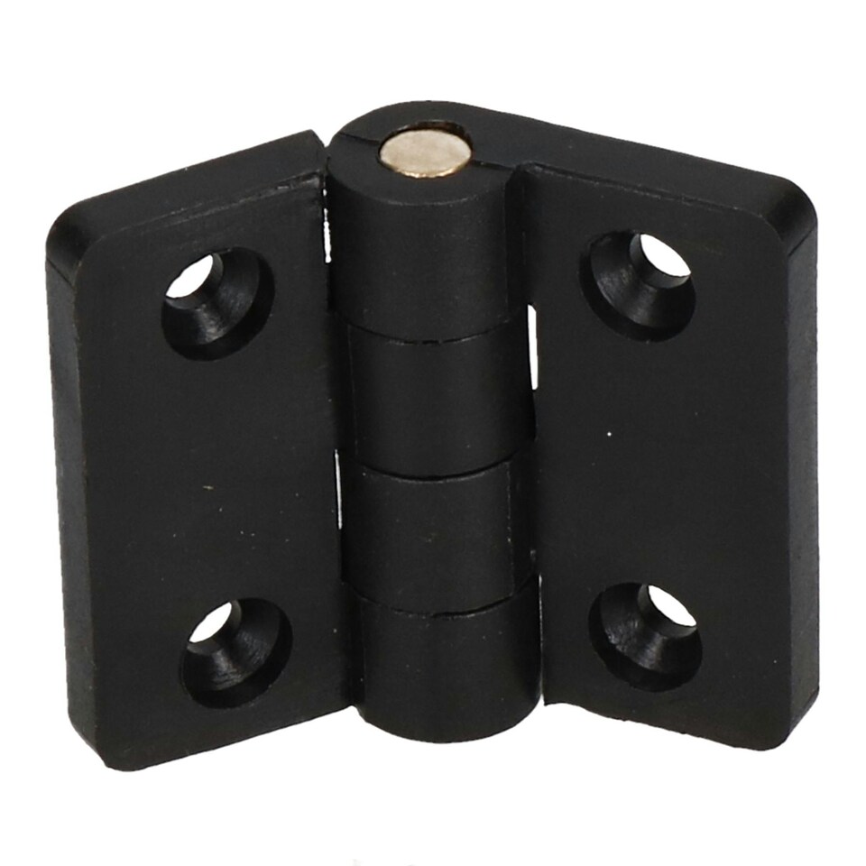image 1 of Black Reinforced Nylon Plastic Hinge 40x48mm Italian Made Industrial Quality 4PK Black