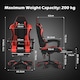 image 3 of Alivio Ergonomic Gaming Chair with Massage Lumbar Cushion & Retractable Footrest, PU Leather Video Game Chair (Red)