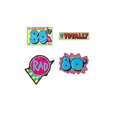 Awesome Retro 80's Decorative Cutouts - Pack of 4