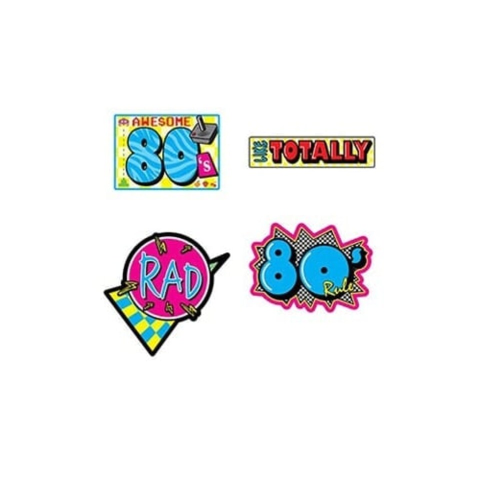 Awesome Retro 80's Decorative Cutouts - Pack of 4