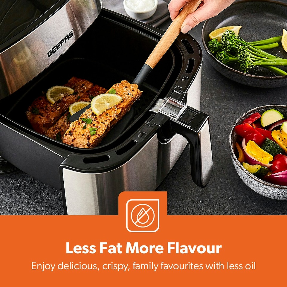 image 1 of GEEPAS 1.7L Digital Electric Kettle 2 Slice Bread Toaster & 7.5L Digital Air Fryer Combo Kitchen Set