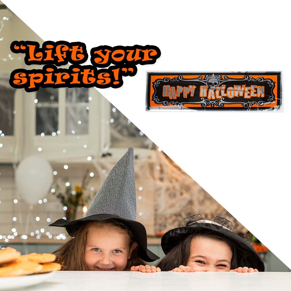 image 1 of PMS Happy Halloween Banner 3ft Decoration - Trick or Treat Party Sign