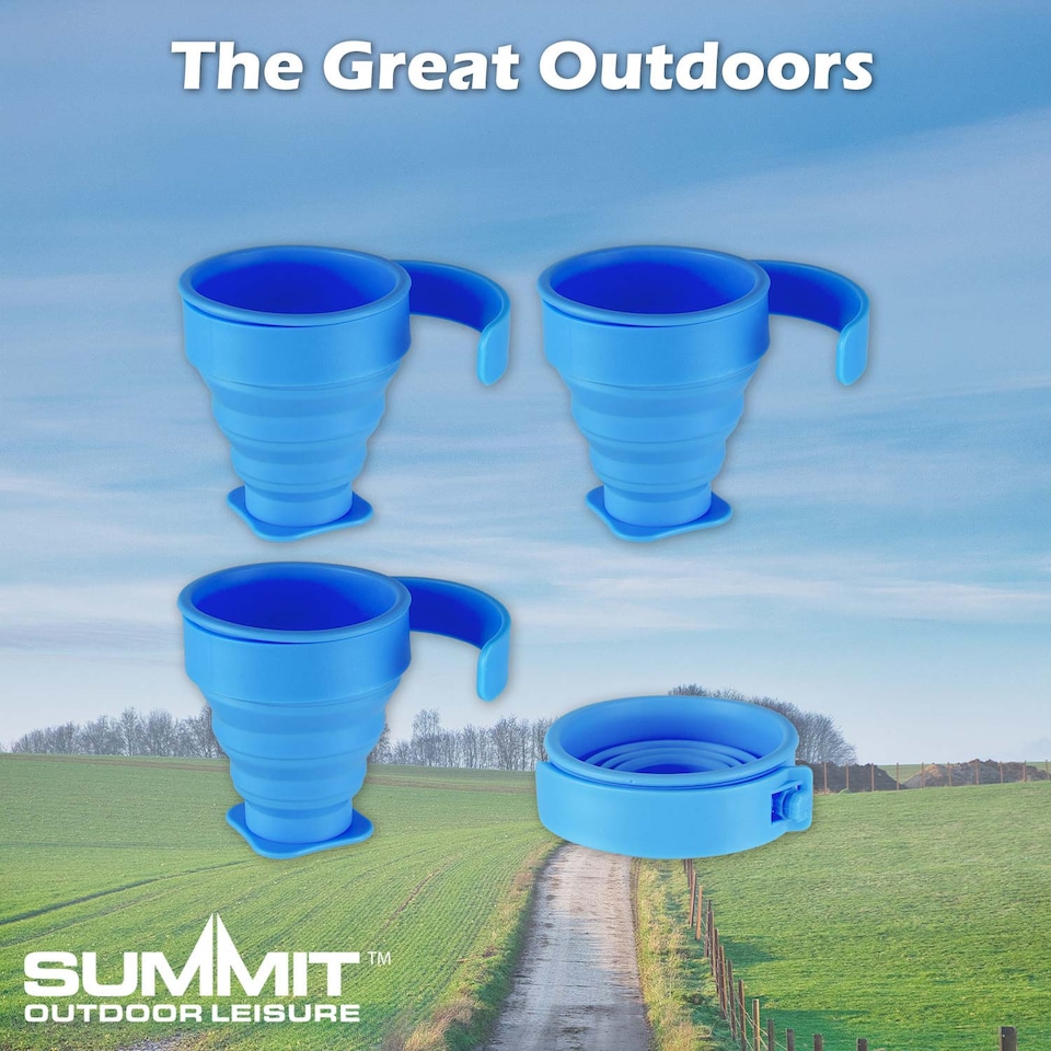 image 1 of PMS Folding Silicone Mugs 4-Pack - Blue, 8cm x 8.5cm