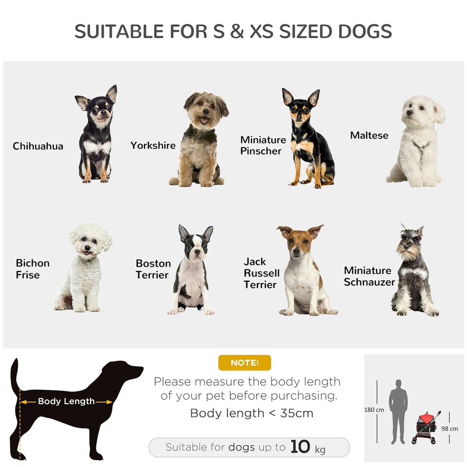 image 1 of PawHut 3 In 1 Pet Stroller, Detachable Dog Cat Travel Carriage - Red
