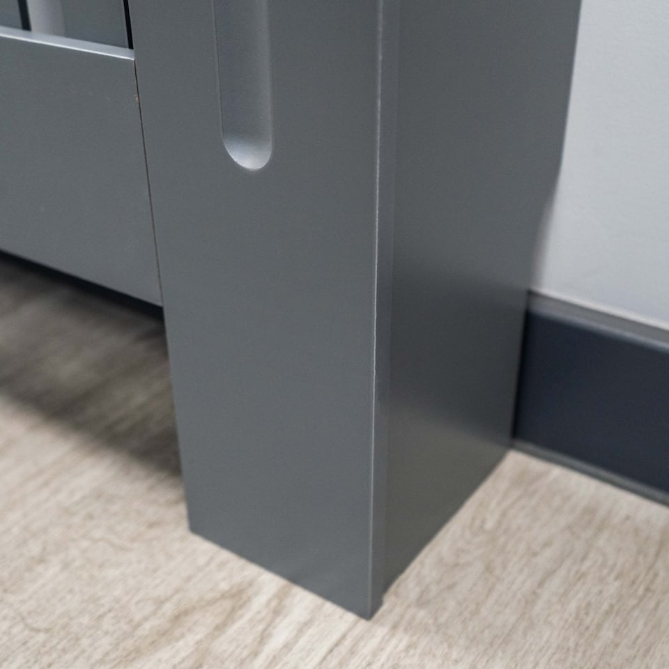 image 1 of JSH Radiator Cover Vertical Grey Slat Wood MDF - Large - 152cm (W) x 81.5cm (H) x 19cm (D) | Grey