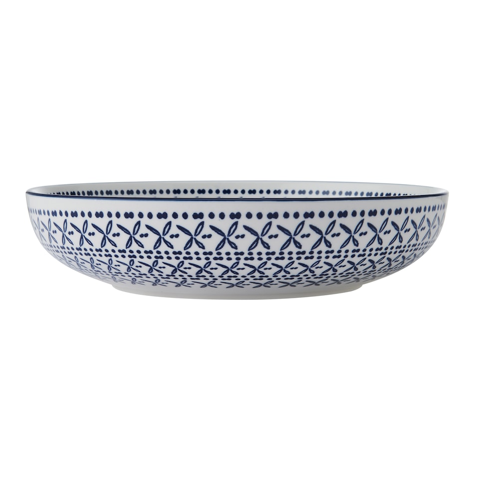 image 1 of Mikasa Set of 4 Blue Mediterranean Stoneware Pasta Bowls
