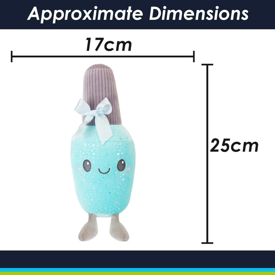 image 1 of Nail Polish Soft Toy Cute Plushie Huggable Cuddly Stuffed Toy 25cm Blue