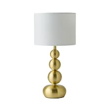 ValueLights Marissa Brushed Gold Stacked Ball Table Lamp Light and Bulb