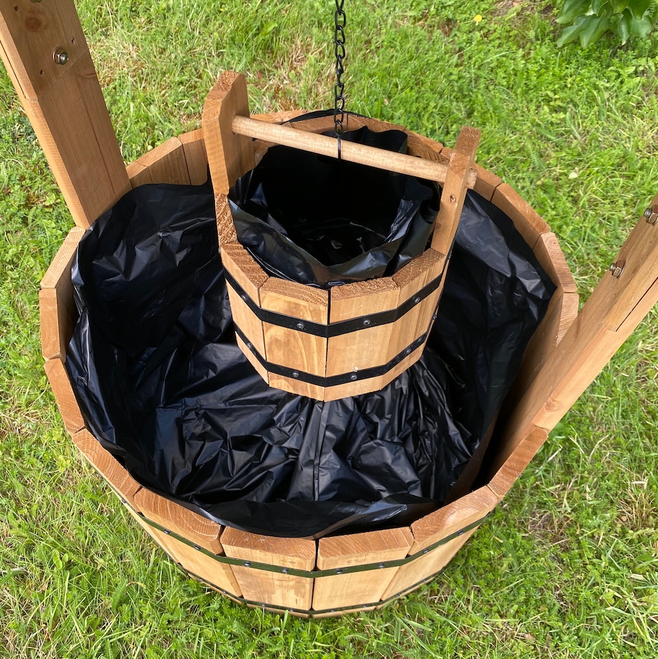 image 1 of Large Wooden Garden Wishing Well Planter