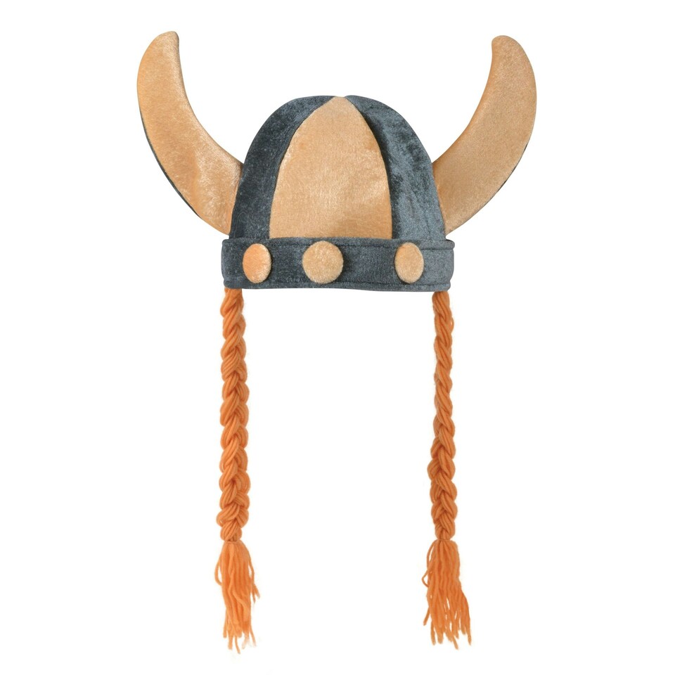 Bristol Novelty Unisex Soft Viking Helmet With Plaits - Beige/Grey/Ginger - One Size One Size