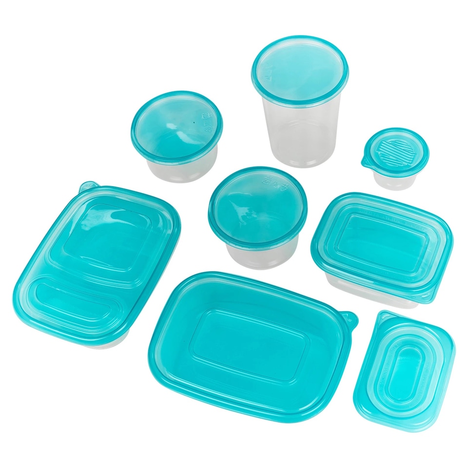 image 1 of 100 Pc Reusable Plastic Food Storage Boxes Containers Lid Microwave Freezer Safe
