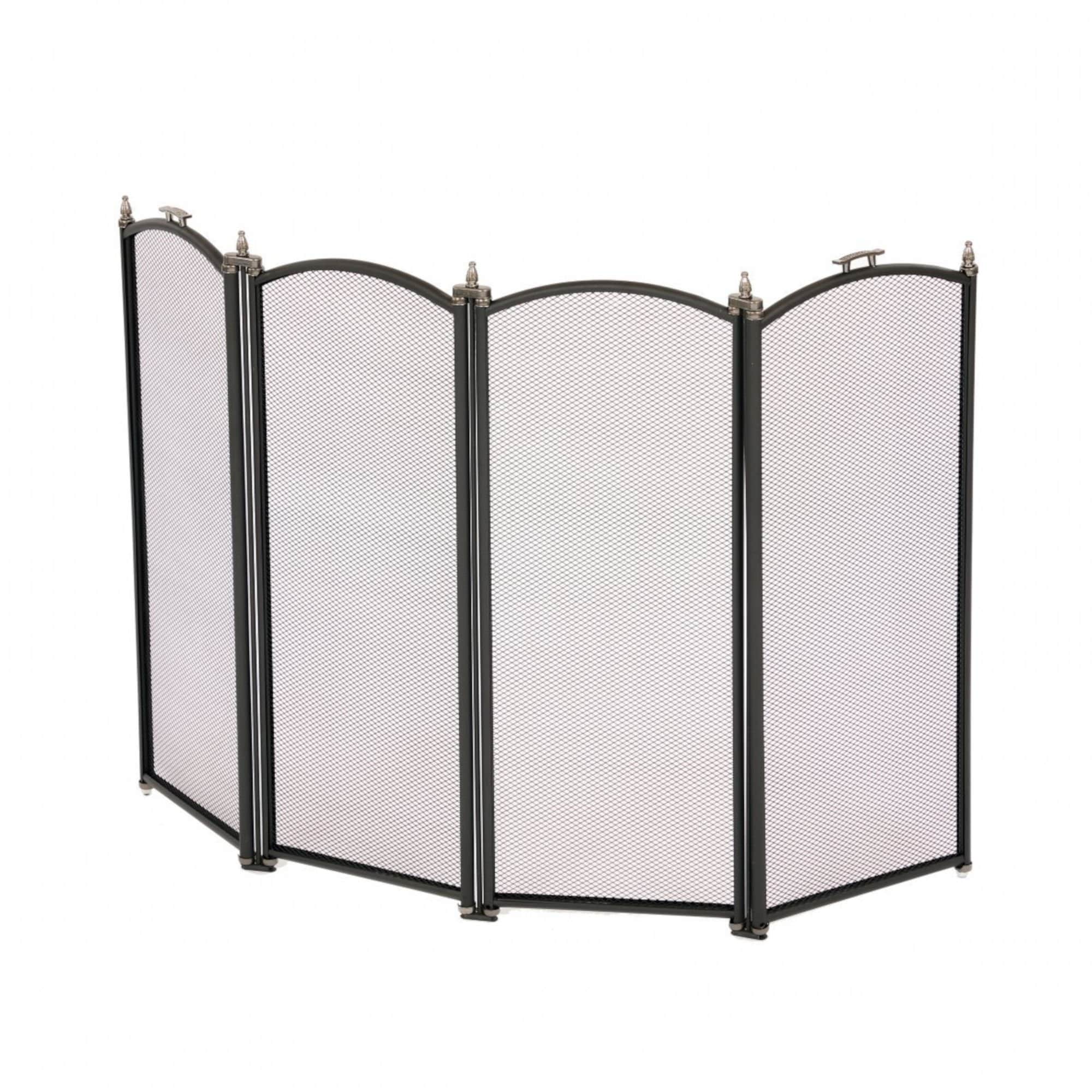Heavy Duty Steel 4 Panel Fire Screen Spark Guard Folding Fireplace Mesh Barrier