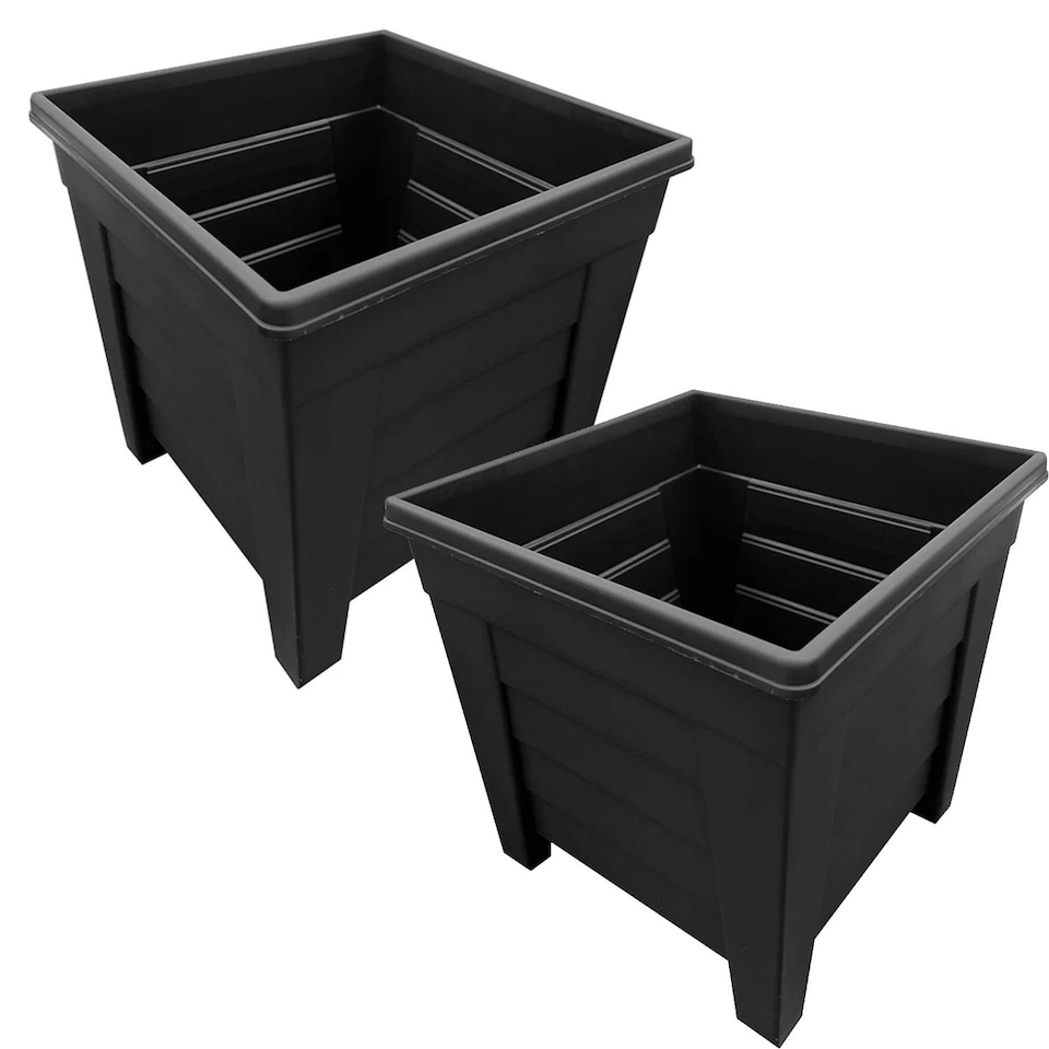 image 1 of 2 x Black 33cm Spacious Grosvenor Flower Plant Pots For Home & Garden Black