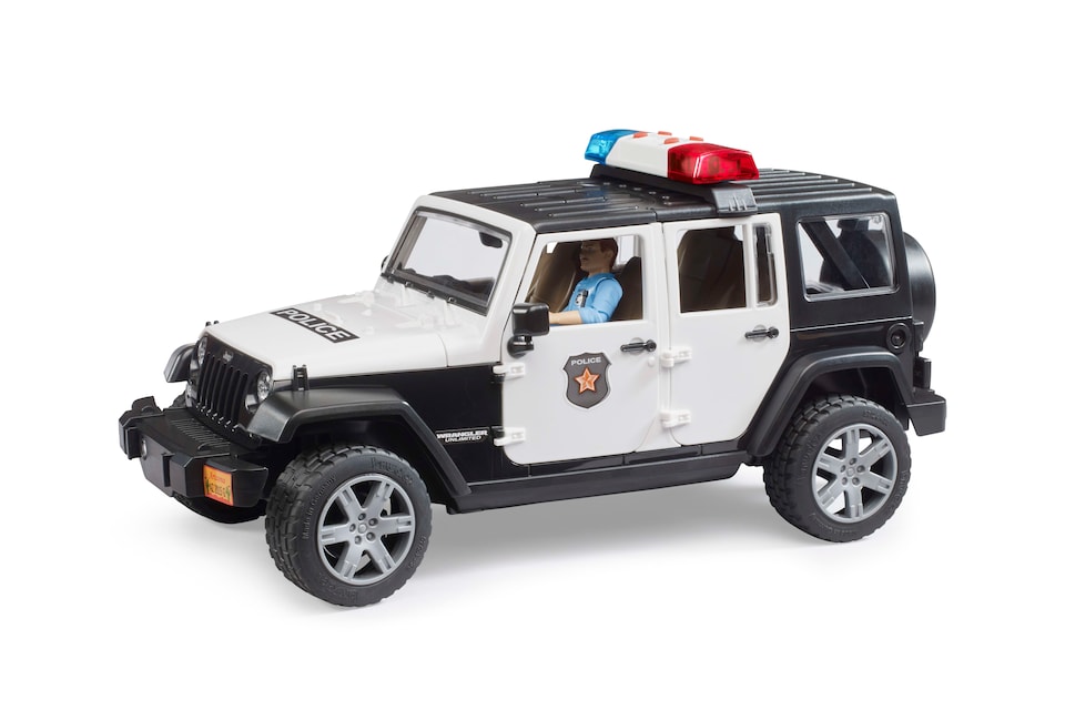 image 1 of Bruder Jeep Wrangler Unlimited Rubicon Police with L S Module & Officer Emergency Response Playset