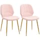 image 1 of HOMCOM Modern Dining Chairs Set of 2 with Padded Seat and Steel Legs, Pink