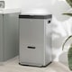 image 2 of HOMCOM 3 Compartment Kitchen Bin, 56L Stainless Steel Pedal Bin with Wheels Silver