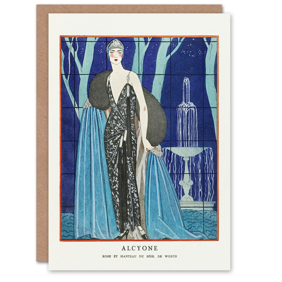 image 1 of George Barbier Art Card Alcyone Vintage Fashion Worth Advert