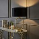 image 1 of ValueLights Antonia Black Velvet Drum Lamp Shade Brushed Gold Oval Table Lamp with LED Bulb Gold