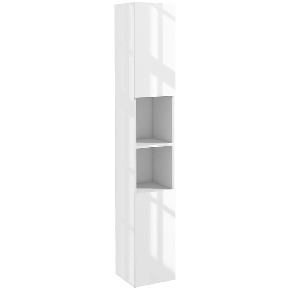 image 1 of kleankin High Gloss Bathroom Cabinet, Free Standing Storage Cupboard with Doors and Adjustable Shelves, White