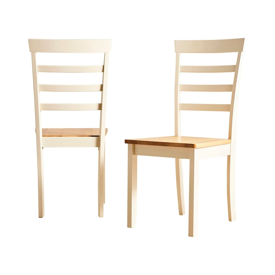 image 1 of Furniturebox Whitby 2x Solid Wood Cream Chair Oak Seat Dining Chairs
