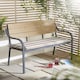 image 3 of Wide Striped Garden Bench Seat Pad Beige