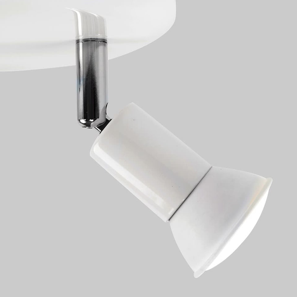 image 1 of ValueLights Round Gloss White Spotlight and Cool White Bulb
