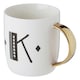 image 2 of Interiors By Premier Diamond Deco K Letter Monogram Mug,Durable Bone China Coffee Mug,Reusable Coffee Cup With Gold Finish Handle