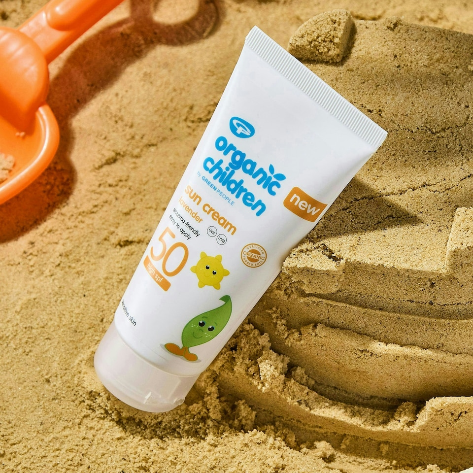 image 1 of Green People Organic Children Sun Cream SPF50 Lavender - Natural, Organic Sunscreen for Kids - Water Repellent, Reef Safe - Babies 6m+, 100ml