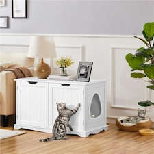 Yaheetech Hidden Cat Litter Box Furniture White | One Size