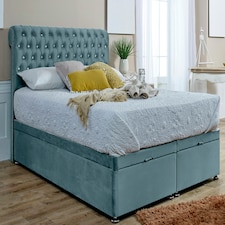 Santino Divan Ottoman with matching Footboard Plush King Bed Frame - Duck Egg