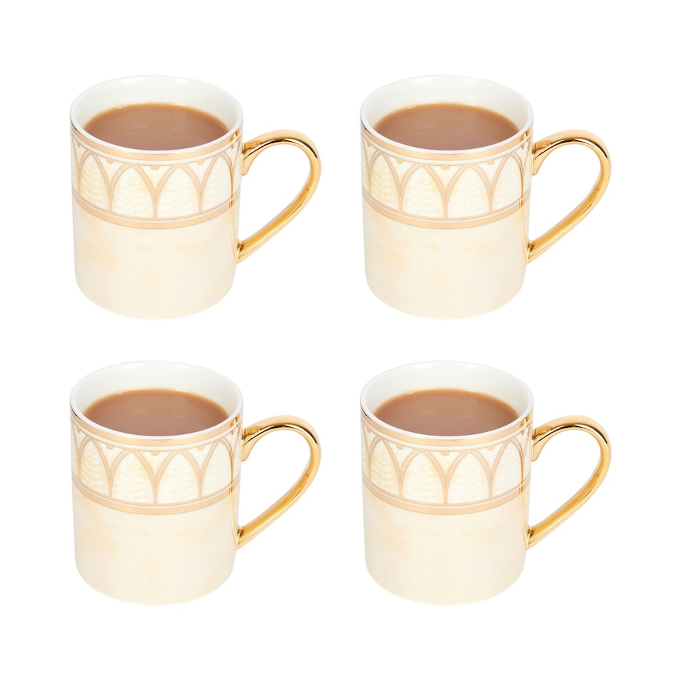image 1 of V&A Set of 4 Duchesse Mugs Cream Brown