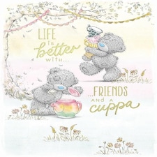 Bears With Teapot And Teacups Life Is Better With Friends Open Blank Card