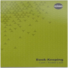 Rhino 32 Page Cash Ruling Bookkeeping Treble Ledger Book Green A4